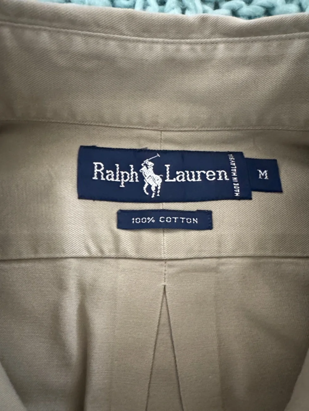 Polo by Ralph Lauren Men’s Khaki Button-Down Shirt with Navy Pony - Picture 2 of 3